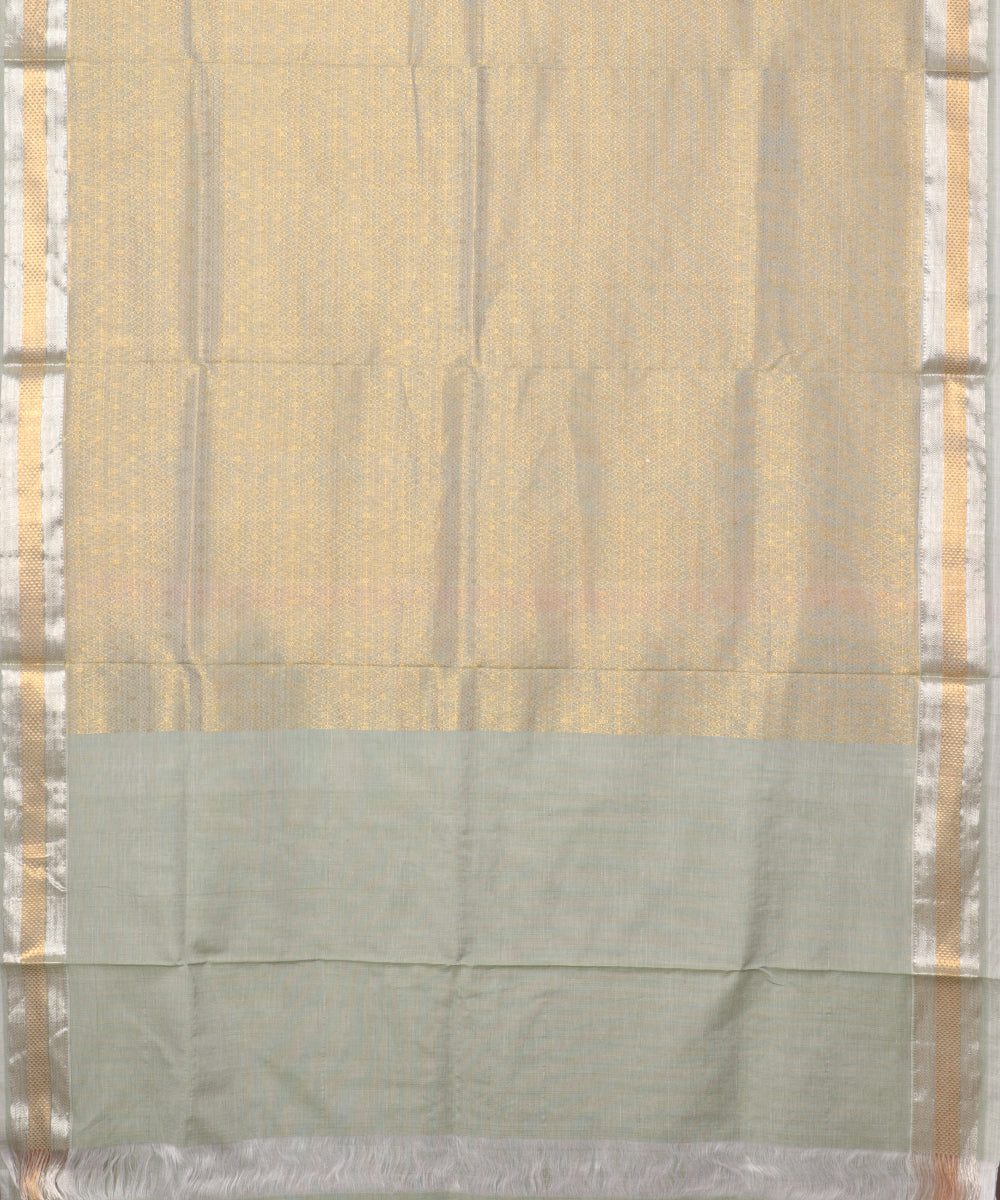Sage green color handloom Jacquard Kuttu cotton saree
