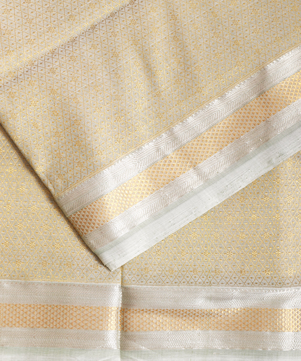 Multi-shade handloom Jacquard Kuttu cotton saree
