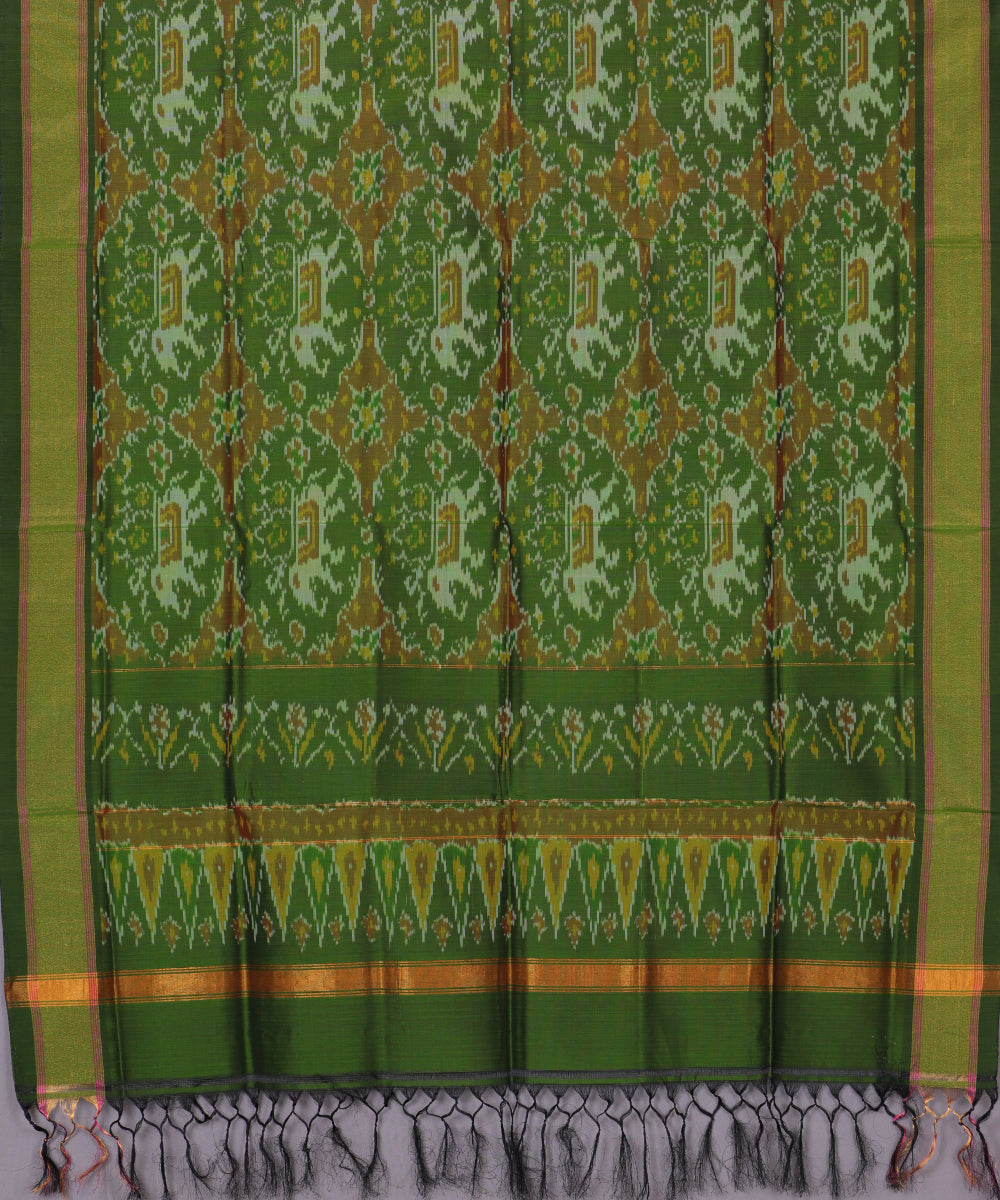 Fern green handloom ikat sico dupattas