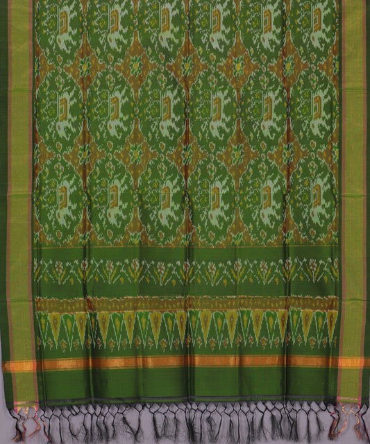 Fern green handloom ikat sico dupattas