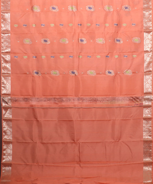 Salmon shade handloom pitambari silk saree