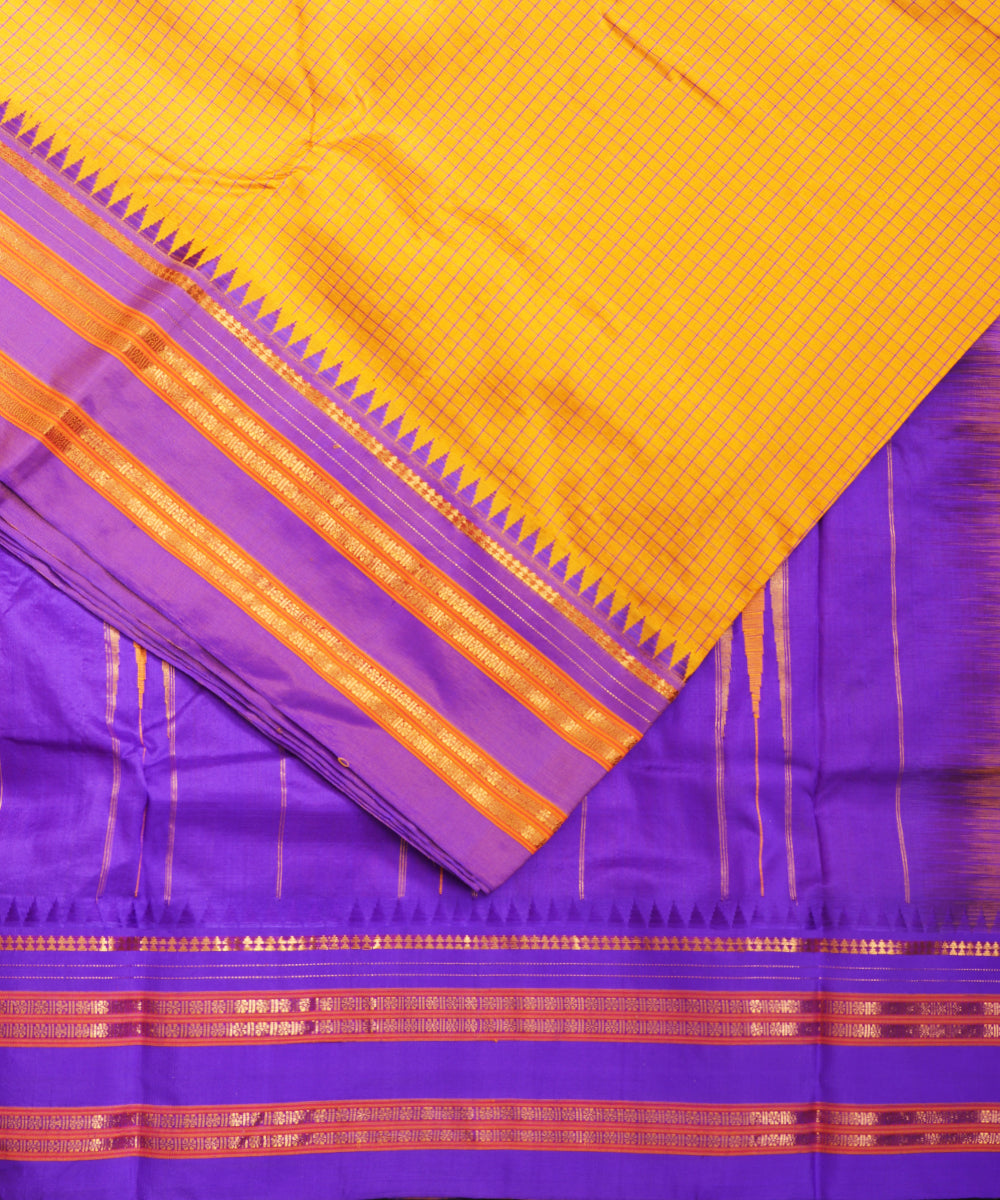 Apricot orange color handloom Narayanpet silk saree