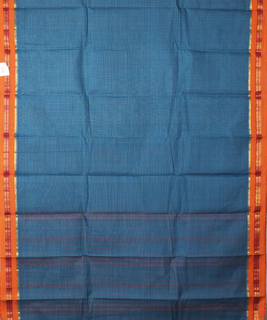 Prussian blue color handloom narayanpet cotton saree