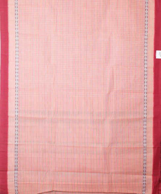 Salmon red color handloom narayanpet cotton saree