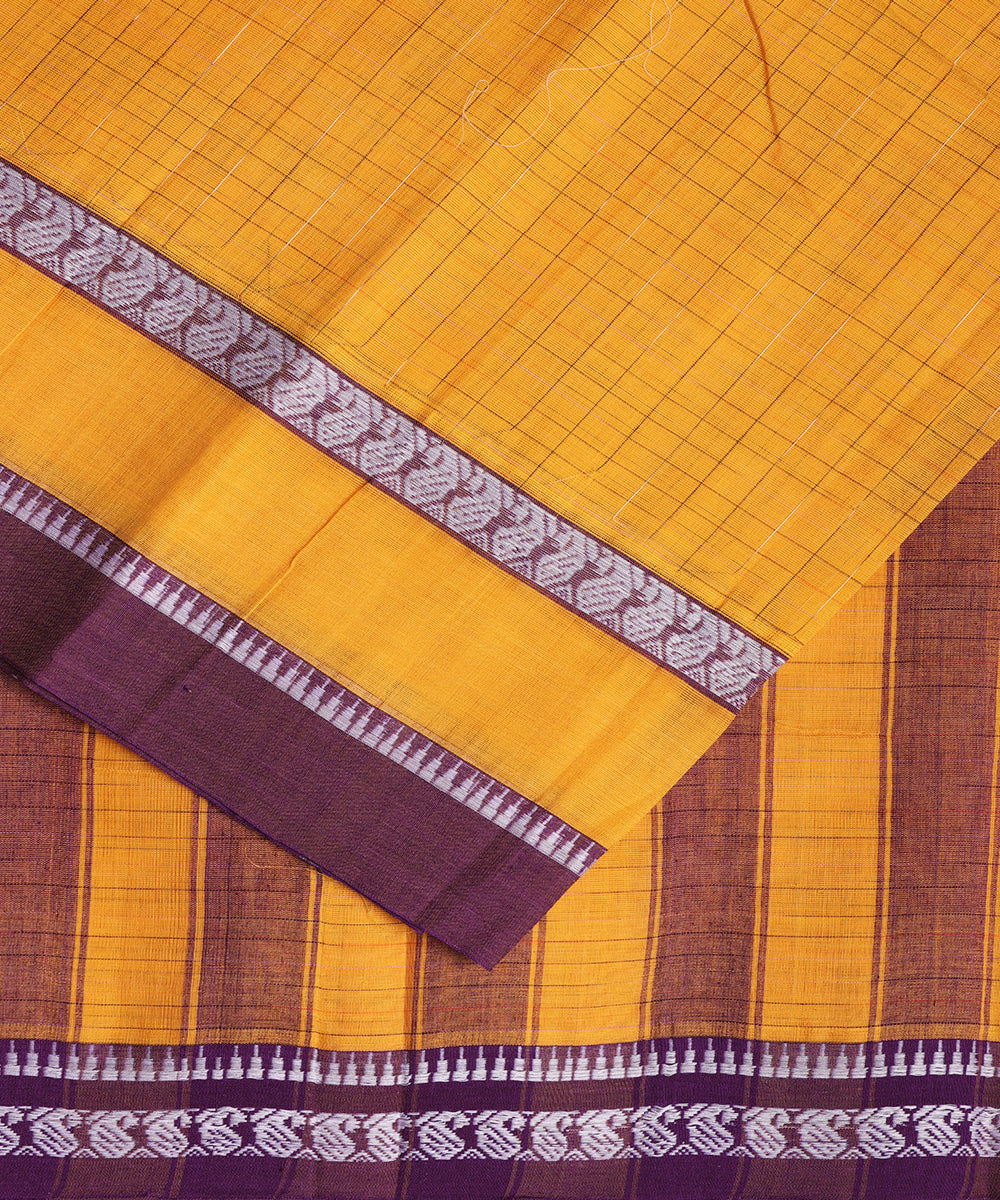 Cyber yellow color handloom narayanpet cotton saree