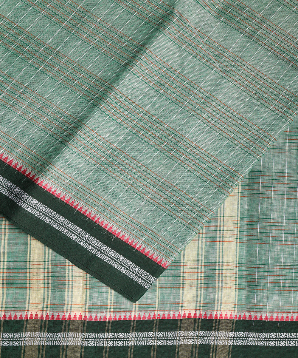 Emerald green color handloom narayanpet cotton saree