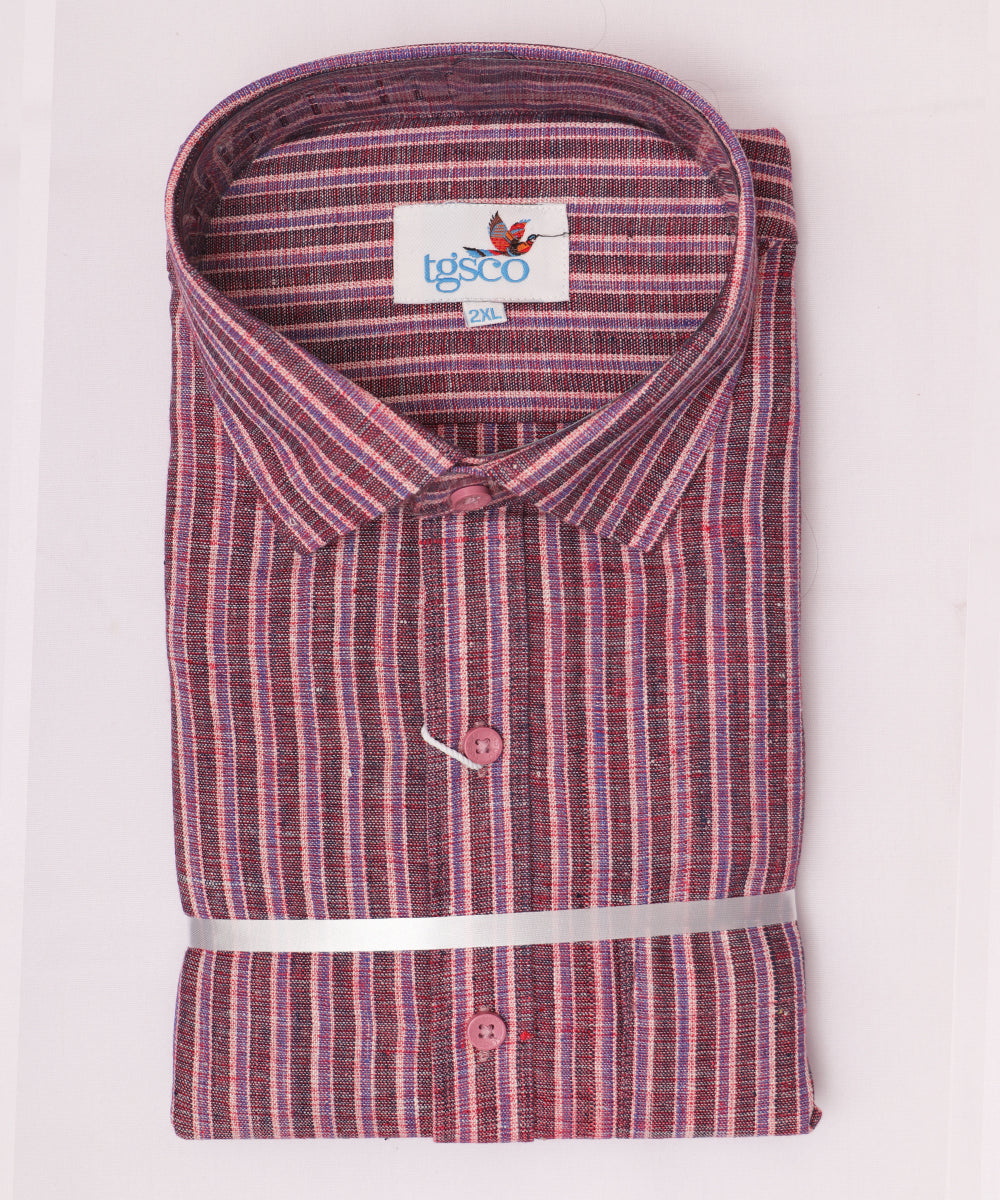 Mahogany color handloom pochampally shirt