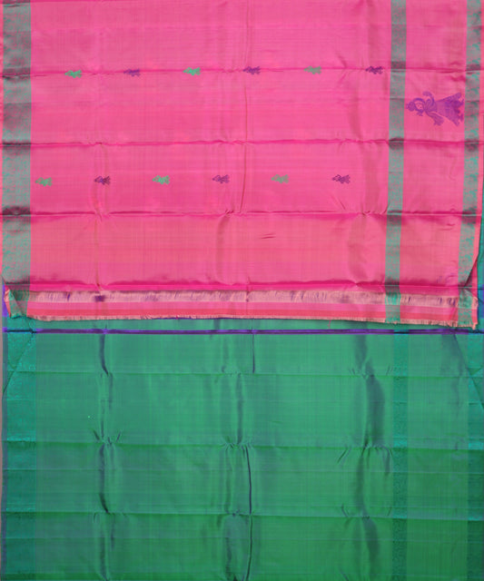 Bubble gum pink handloom gollabhama silk saree