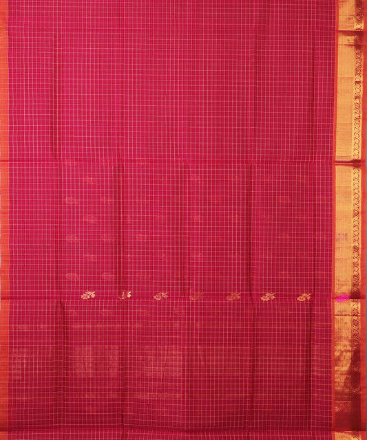 Ruby pink color handloom venkatagiri cotton saree