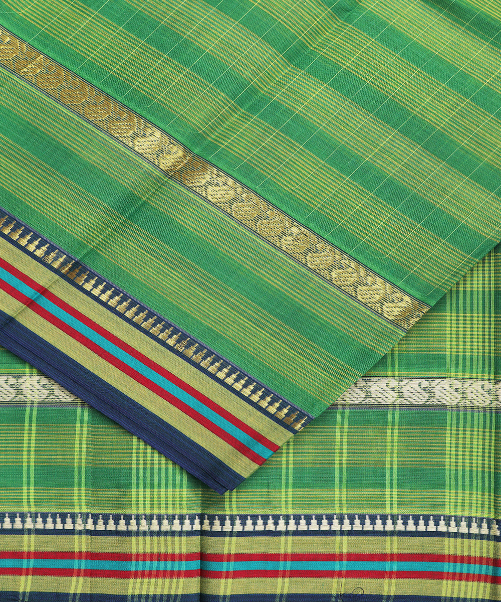 Forest green color handloom narayanpet cotton saree