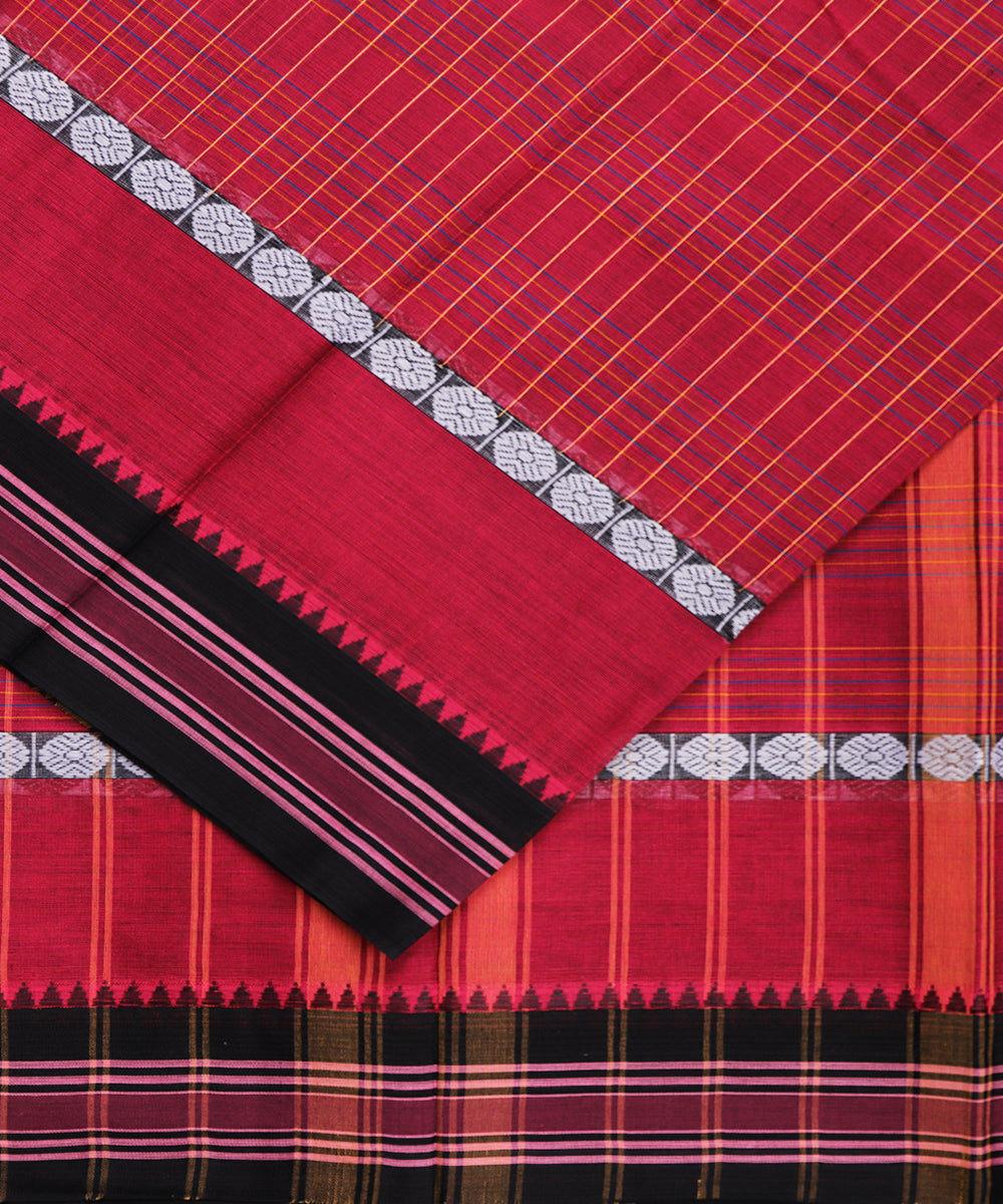Cerise pink color handloom narayanpet cotton saree