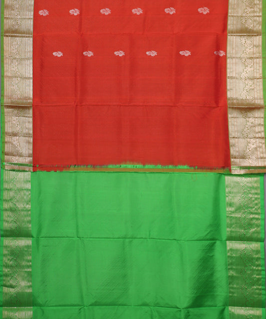 Scarlet red color handloom madhavaram silk saree