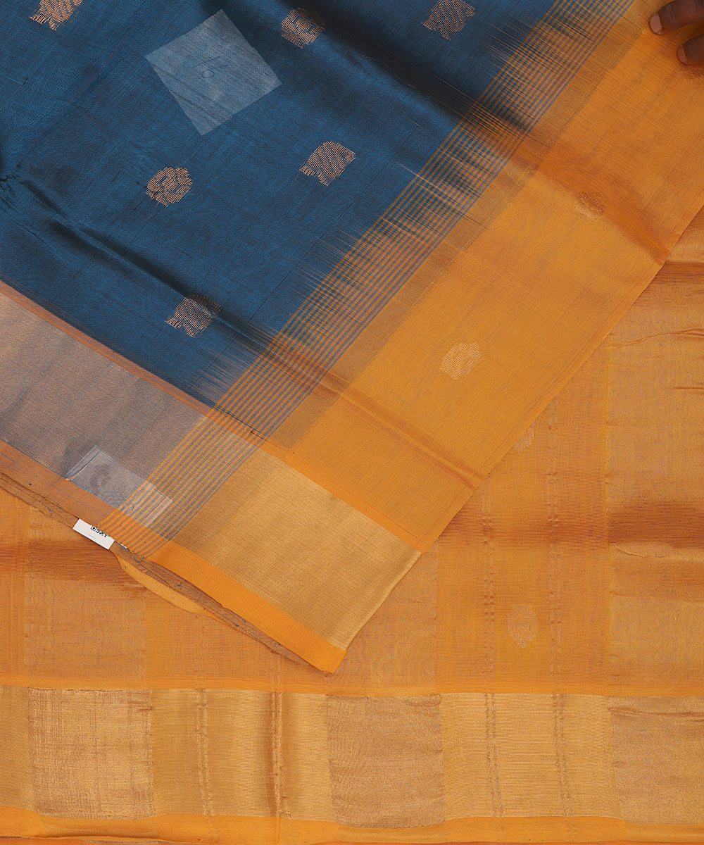 Prussian blue color handloom madhavaram sico saree