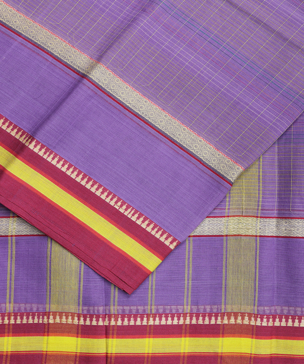 Amethyst violet color handloom narayanpet cotton saree
