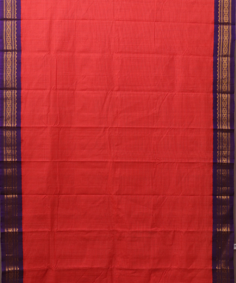 Imperial red color Gadwal cotton saree