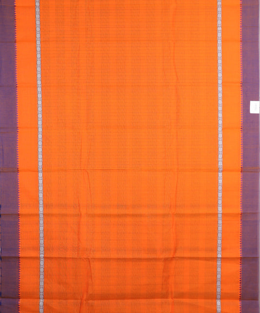 Tiger orange color handloom narayanpet cotton saree