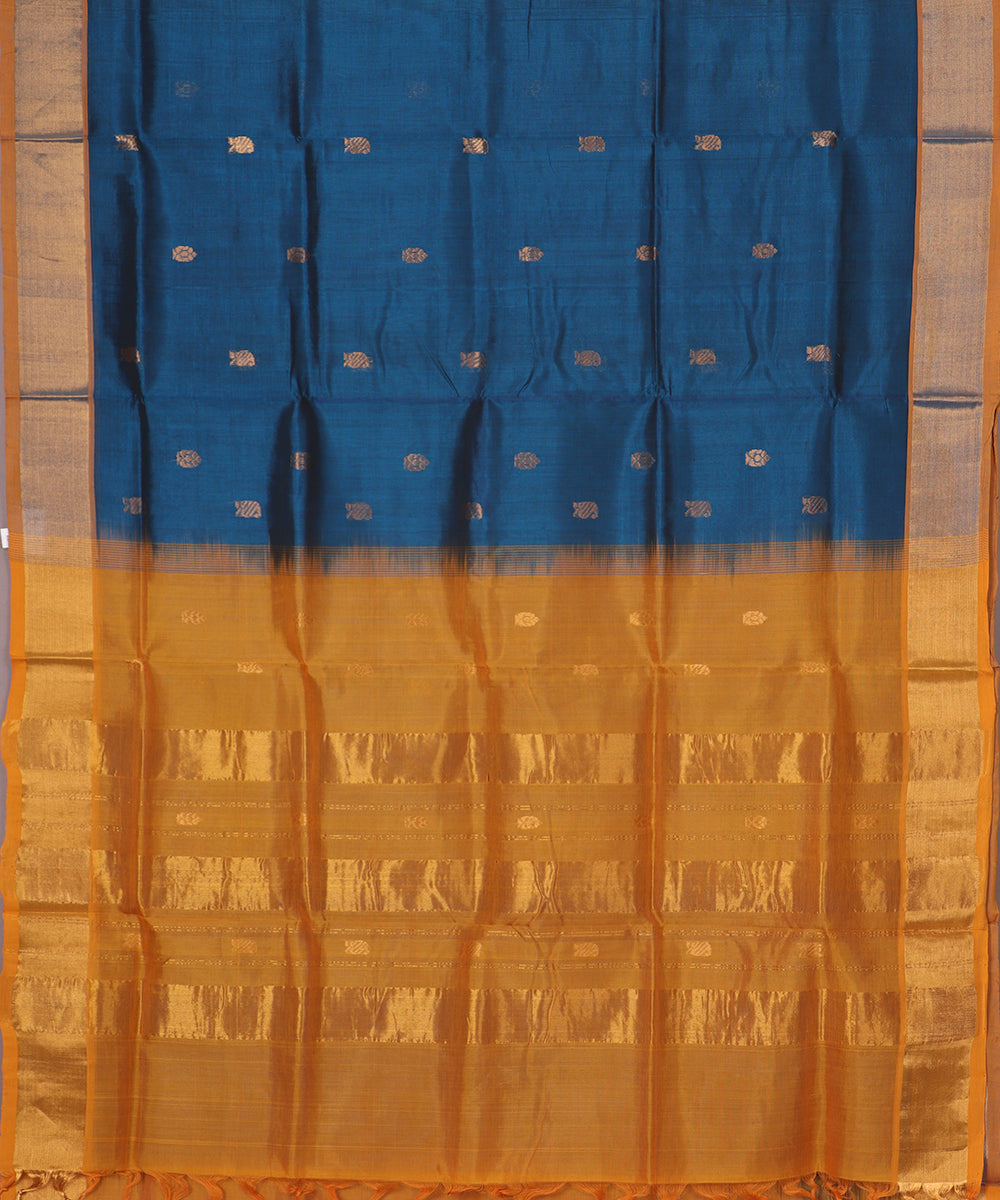 Prussian blue color handloom madhavaram sico saree