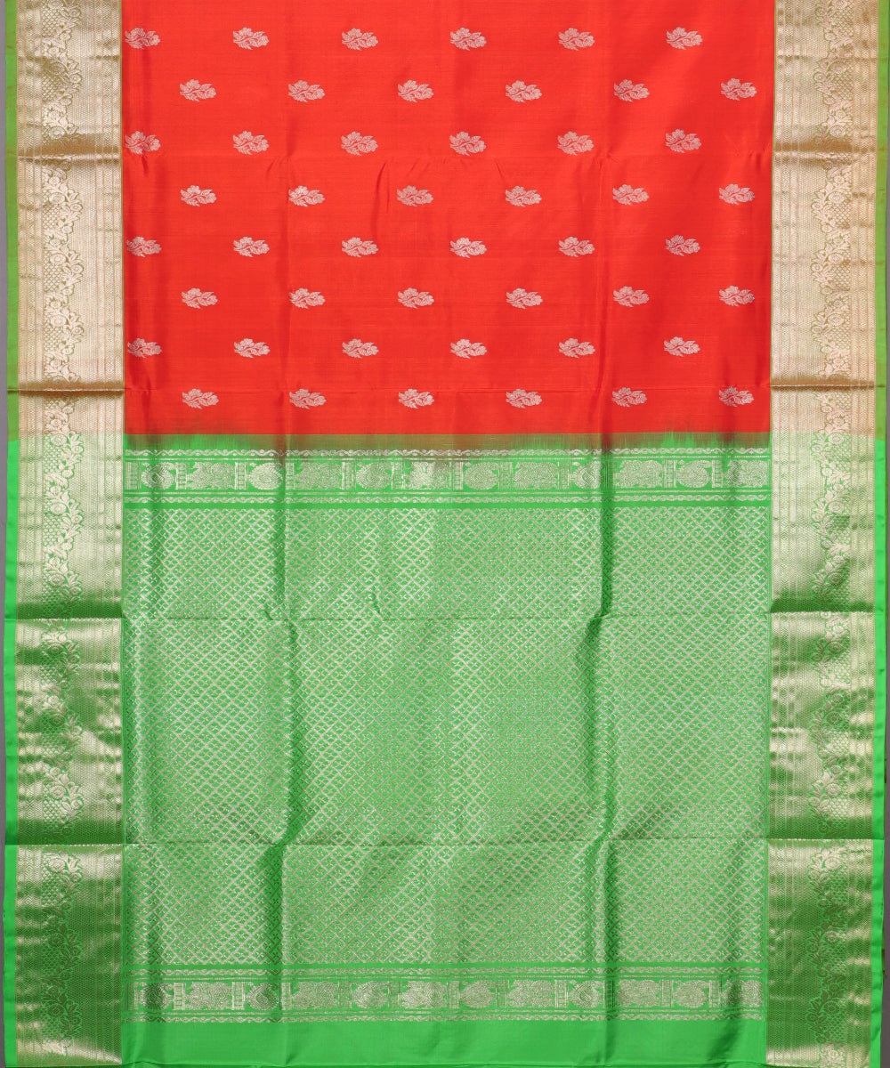 Scarlet red color handloom madhavaram silk saree