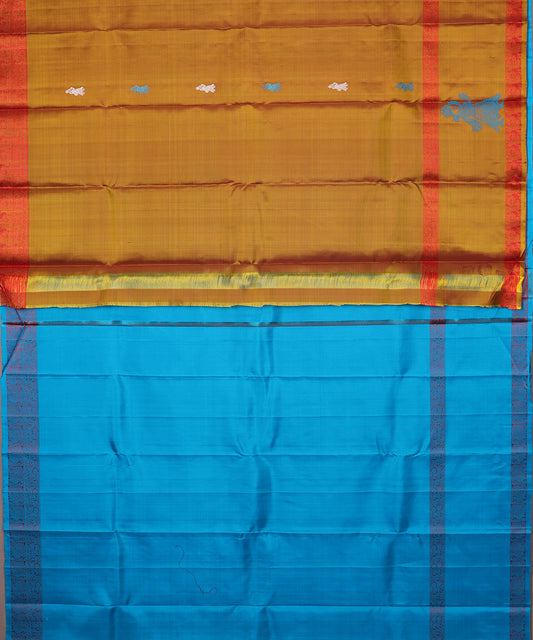 Ochre color handloom gollabhama silk saree