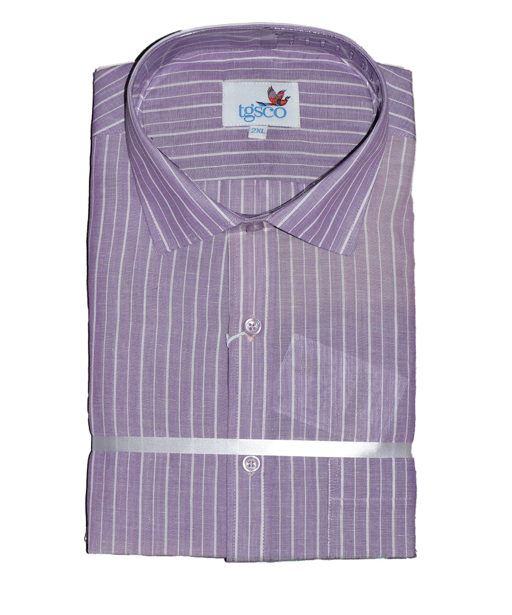 African violet color with stripes handloom pochampally shirt