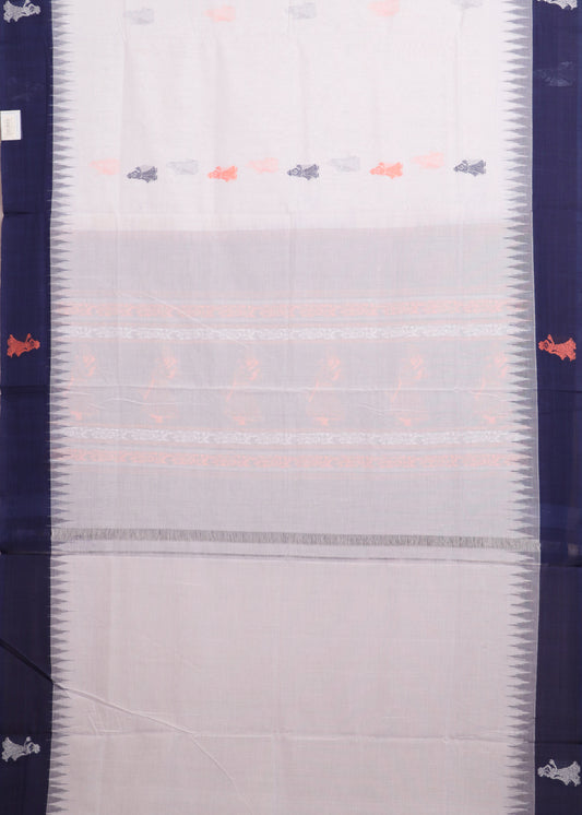 Half white color gollabhama cotton saree