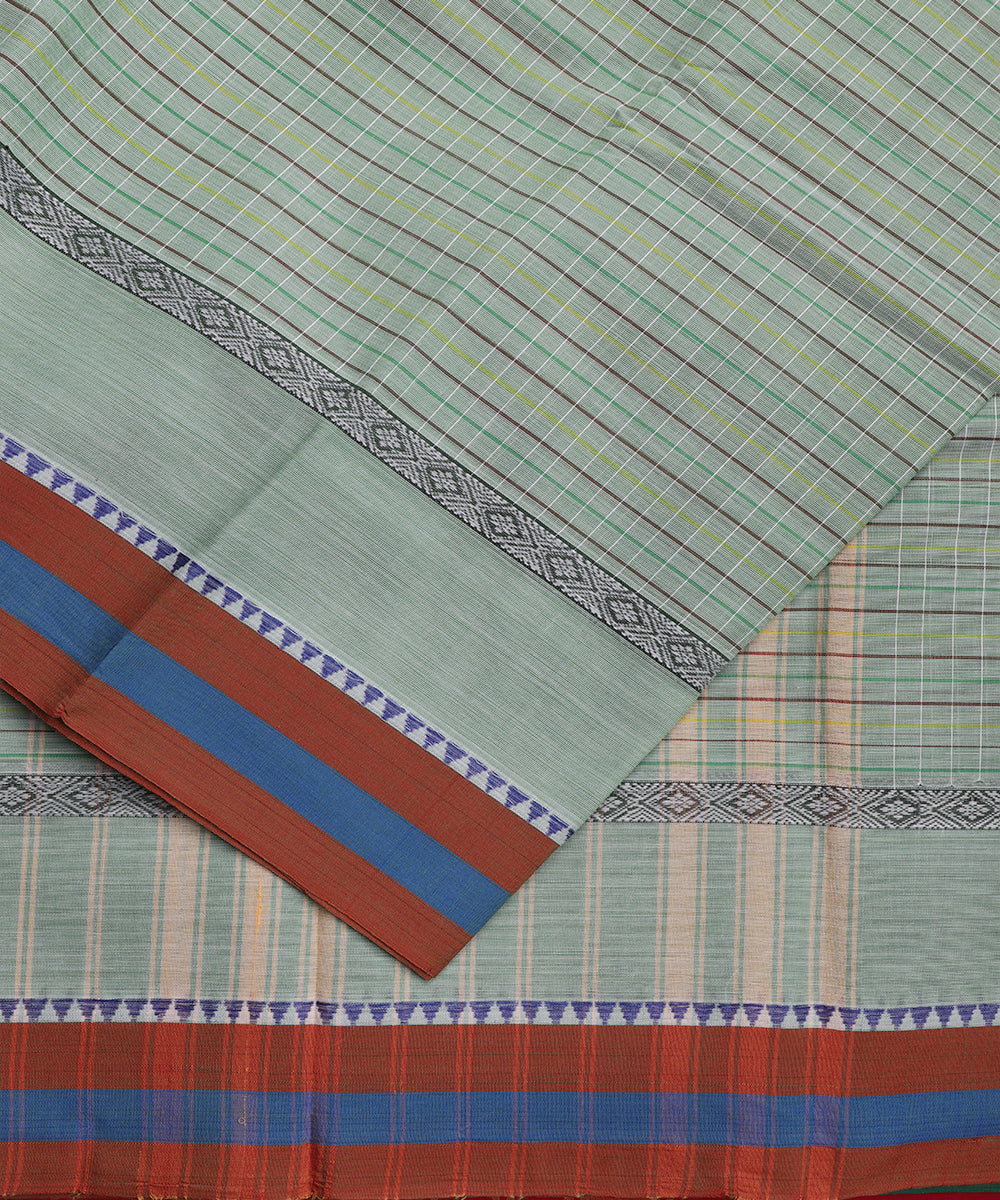 Emerald green color handloom narayanpet cotton saree