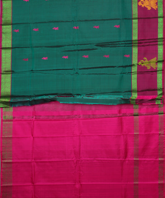 Pine green color handloom gollabhama silk saree