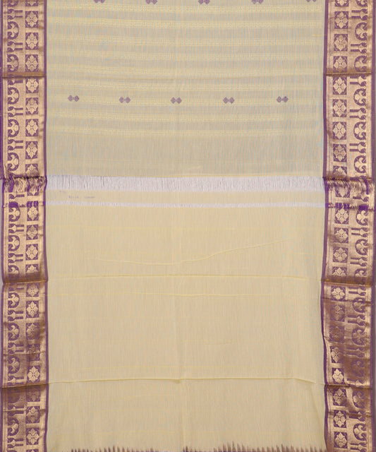 Laguna yellow color handloom gollabhama mercherized cotton saree
