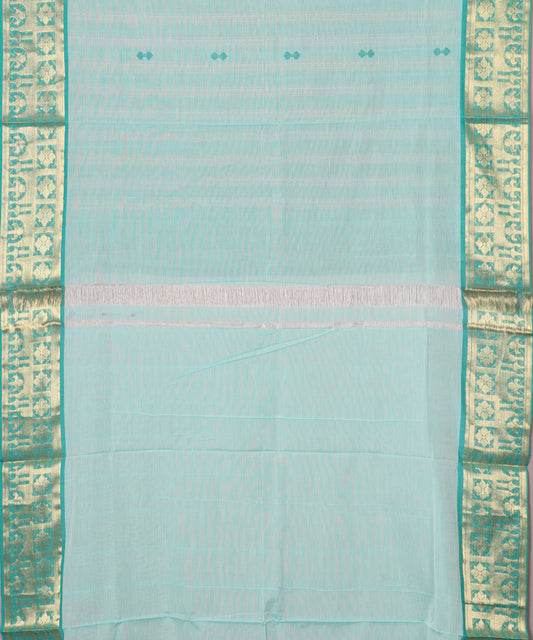 Jungle green color handloom gollabhama mercherized cotton saree