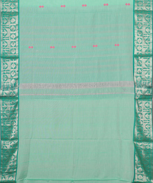 Jade green color handloom gollabhama mercherized cotton saree