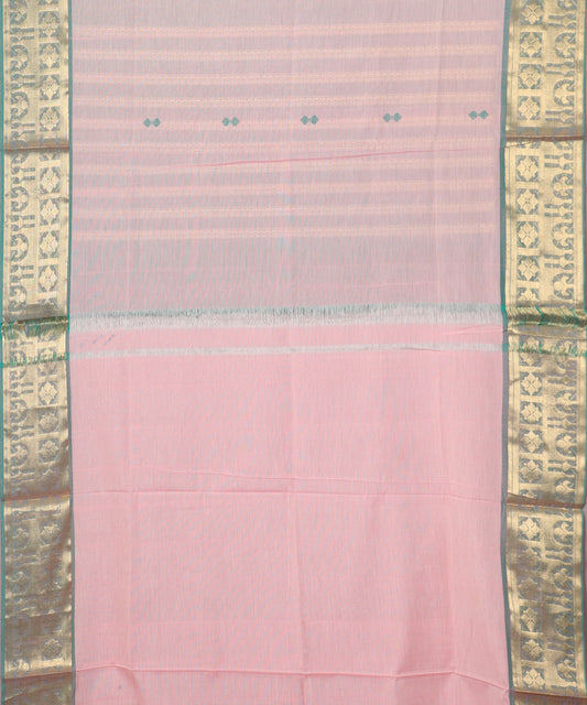 Lemonade pink color handloom gollabhama mercherized cotton saree