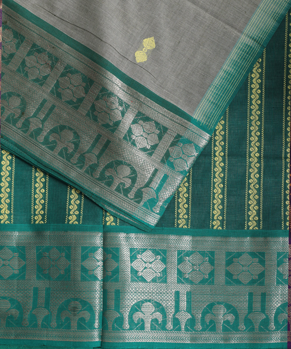 Artichoke color handloom gollabhama mercherized cotton saree