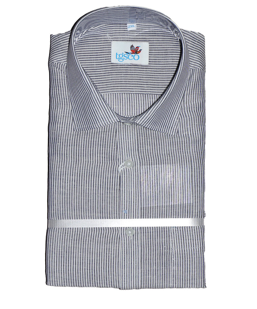 Rhino gray color with stripes handloom pochampally shirt