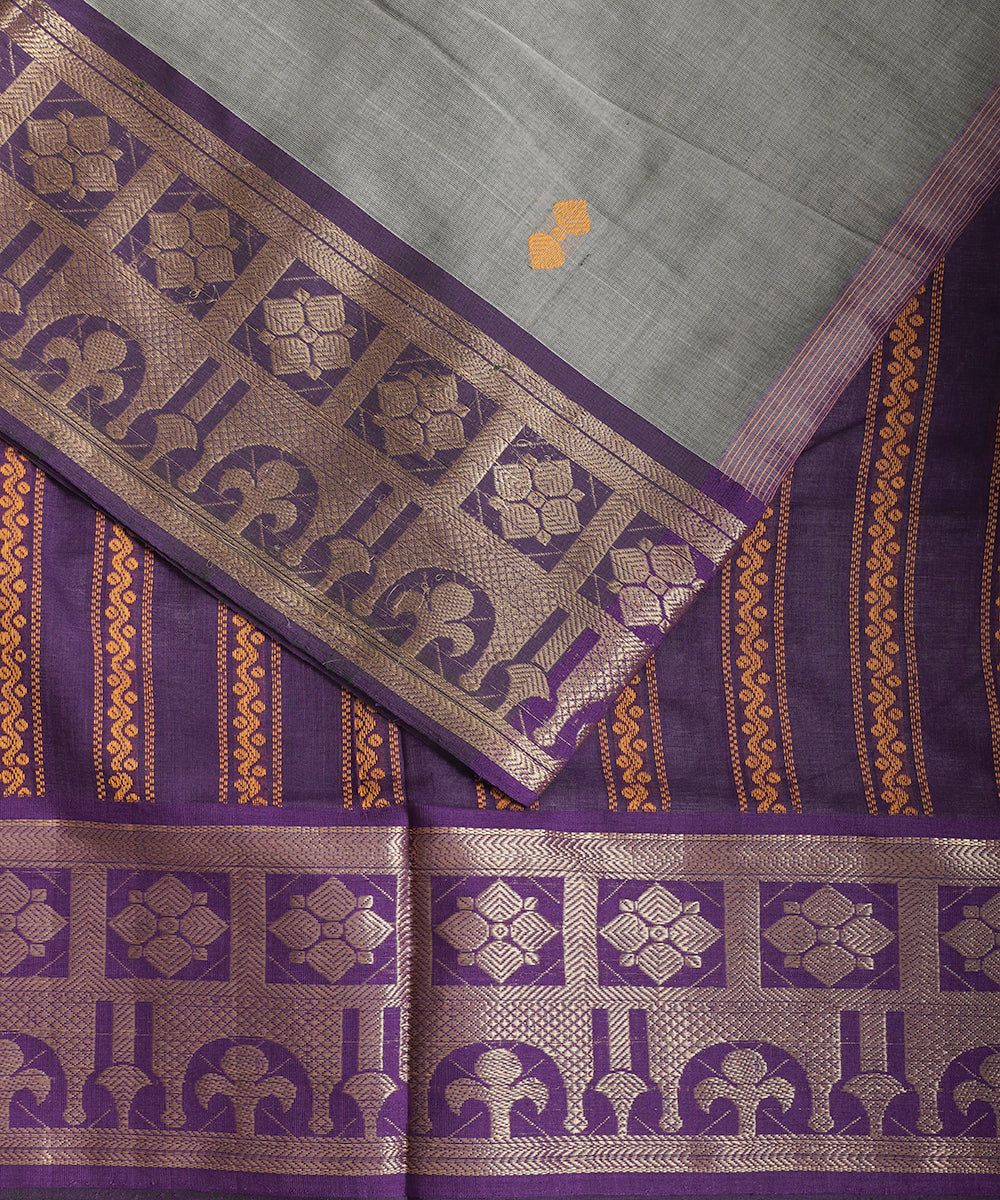 Artichoke color handloom gollabhama mercherized cotton saree