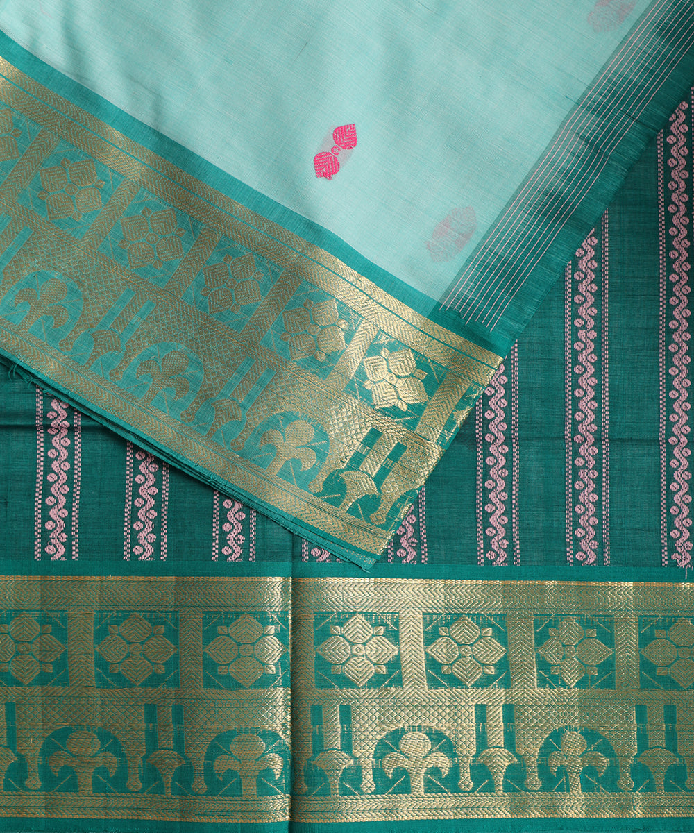 Turkish color handloom gollabhama mercherized cotton saree