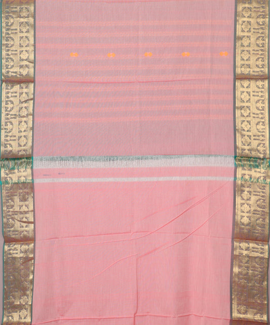French pink color handloom gollabhama mercherized cotton saree
