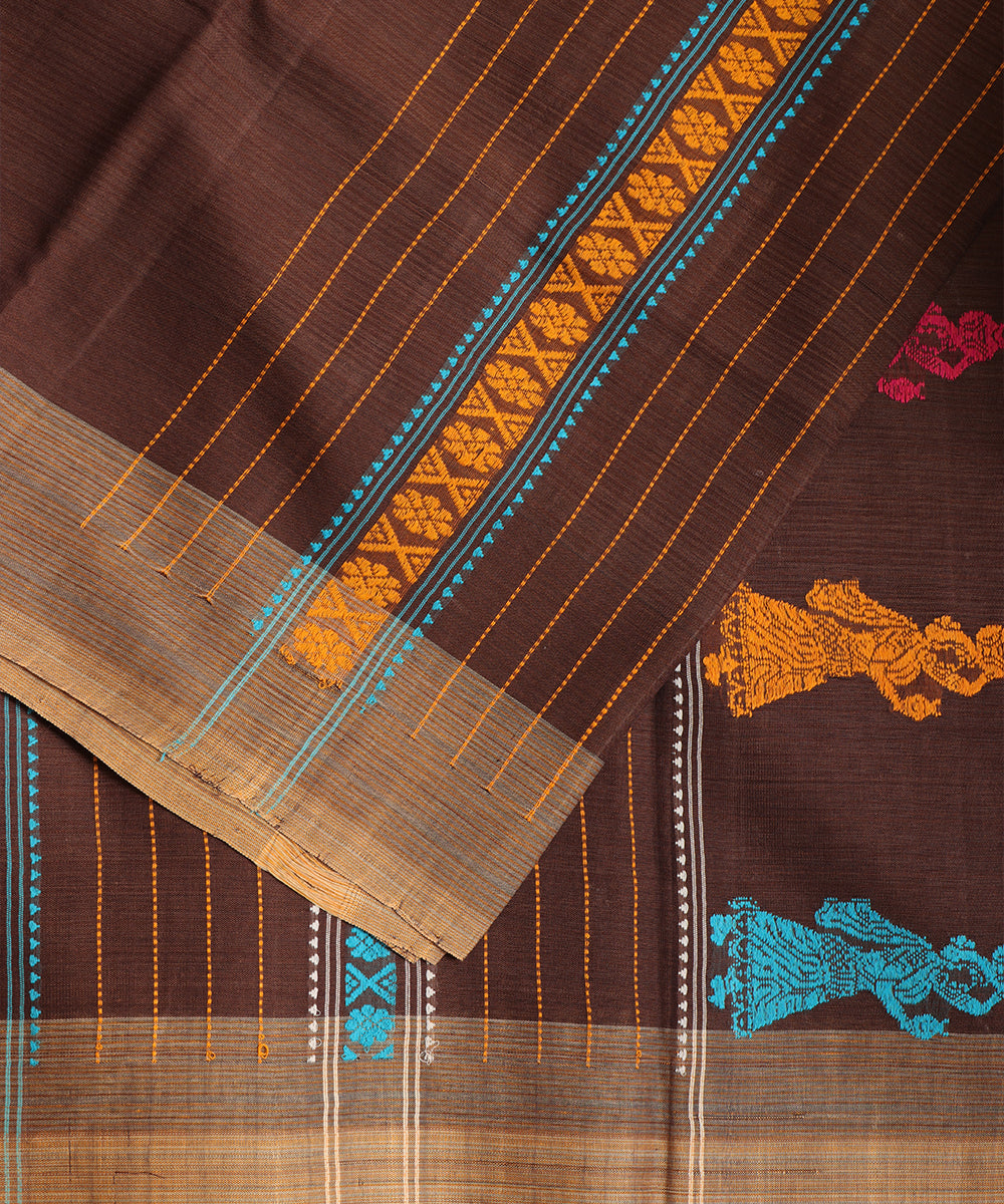 Syrup brown color handloom gollabhama cotton saree