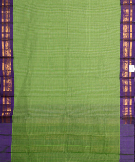 Emerald green color handloom Gadwal cotton saree