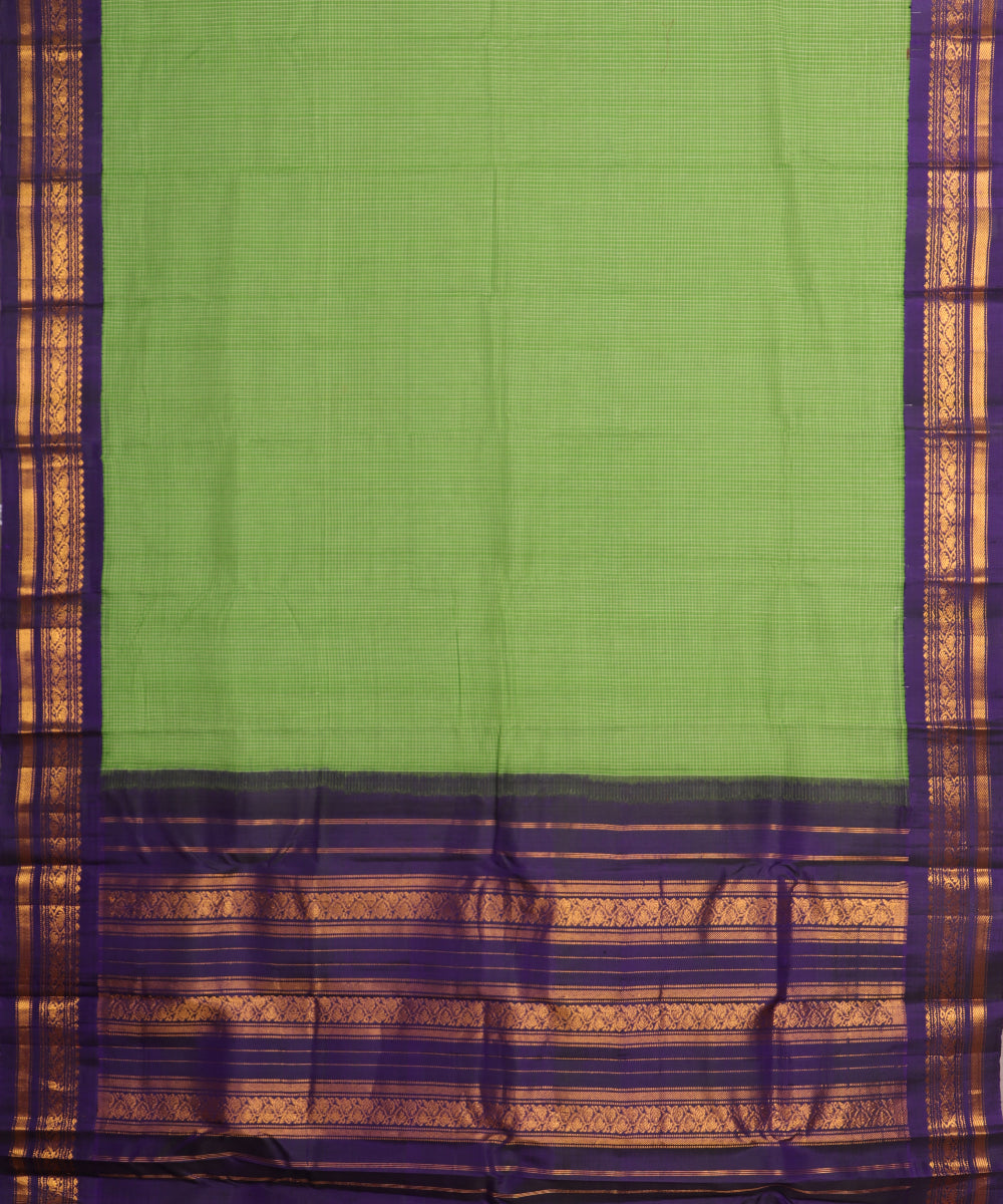 Emerald green color handloom Gadwal cotton saree