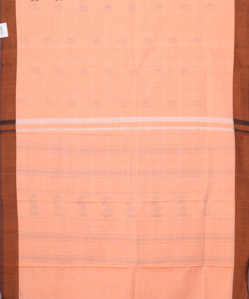 Tangerine orange color handloom gollabhama cotton saree