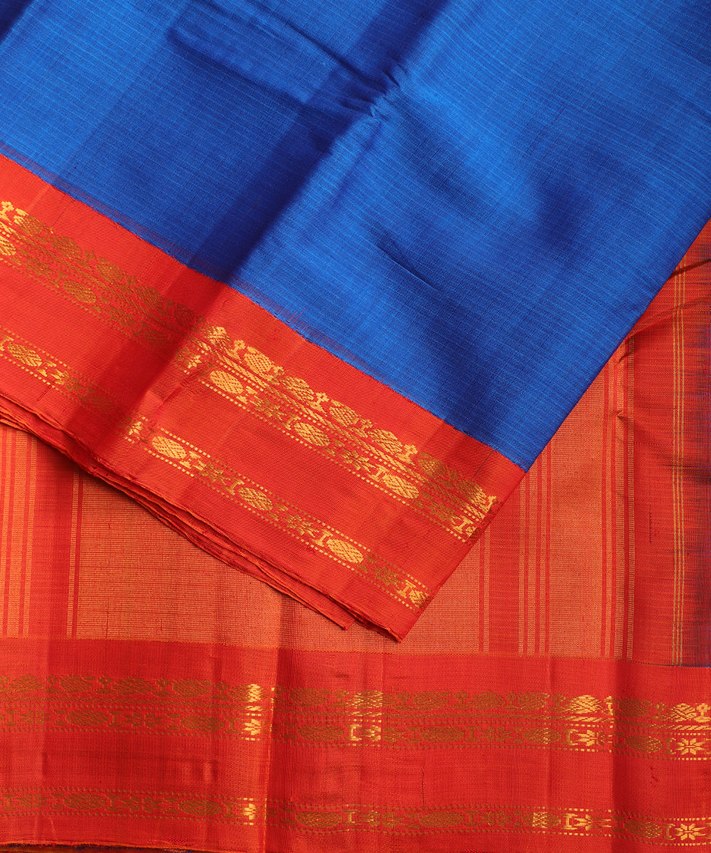 Navy blue color handloom Gadwal cotton saree