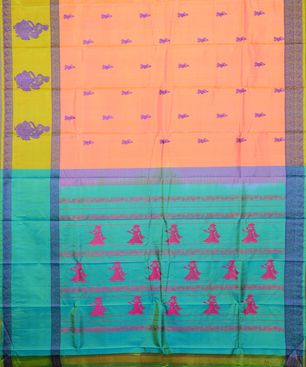 Multi-shade handloom gollabhama silk saree
