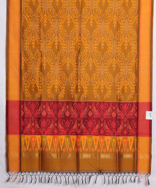 Ochre orange color handloom ikat sico dupattas