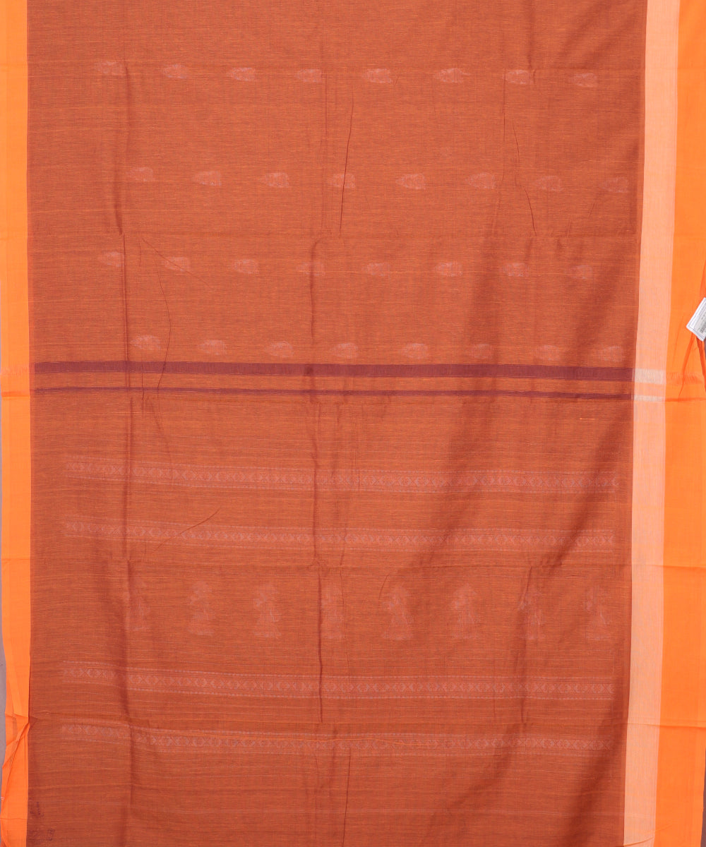 Burnt color handloom gollabhama cotton saree