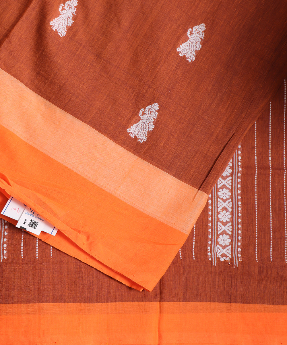 Burnt color handloom gollabhama cotton saree