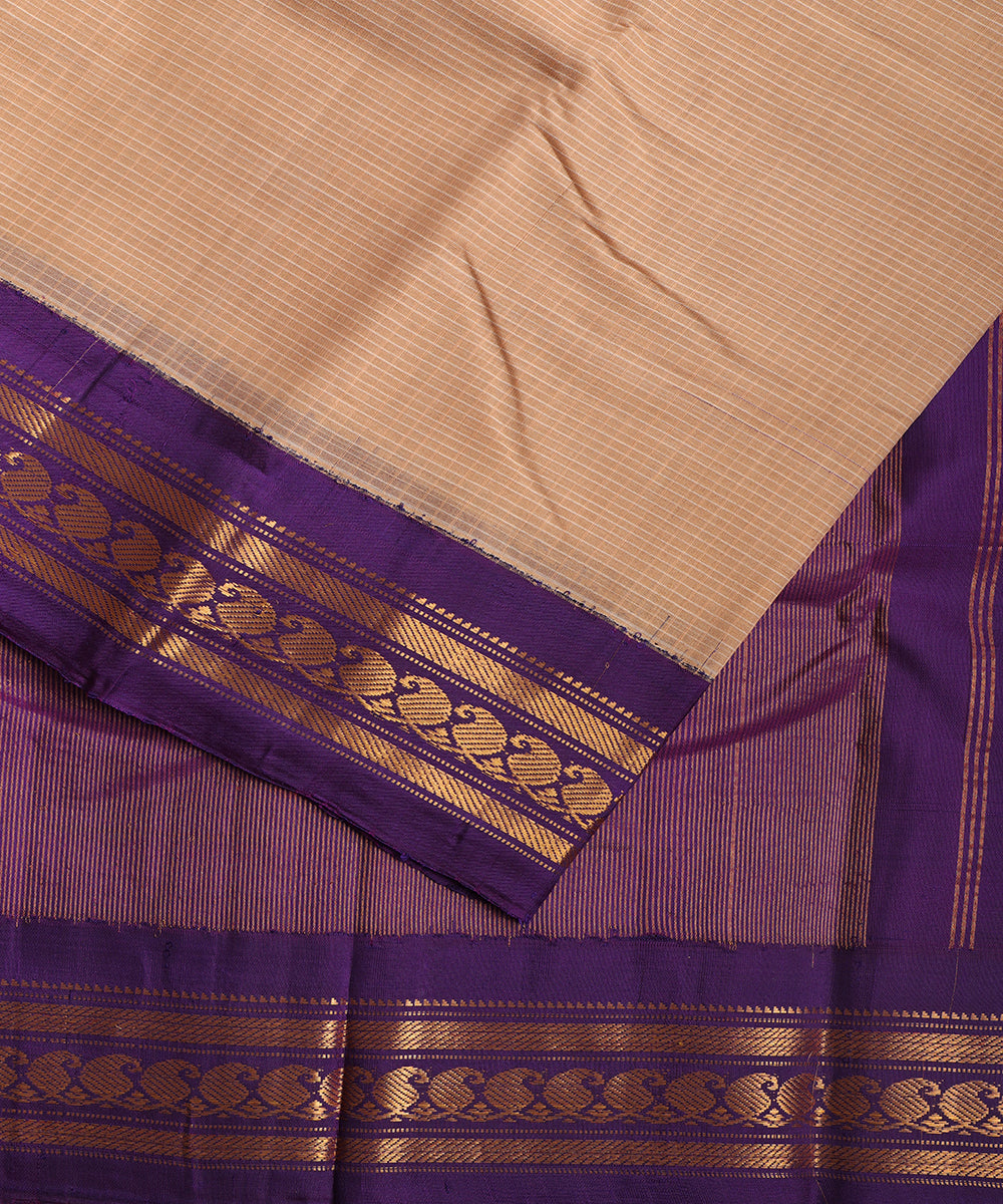 Tortilla brown color handloom Gadwal cotton saree