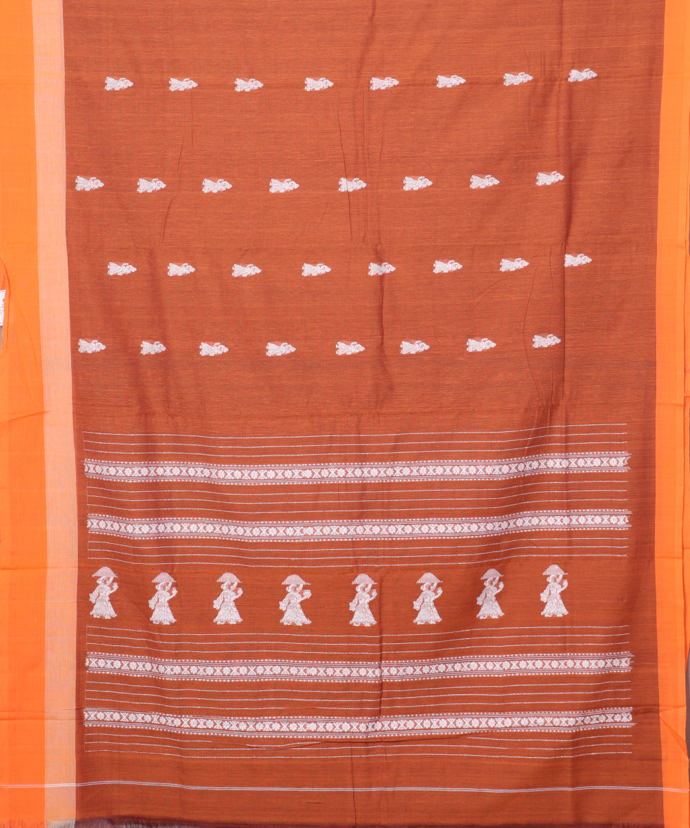 Burnt color handloom gollabhama cotton saree