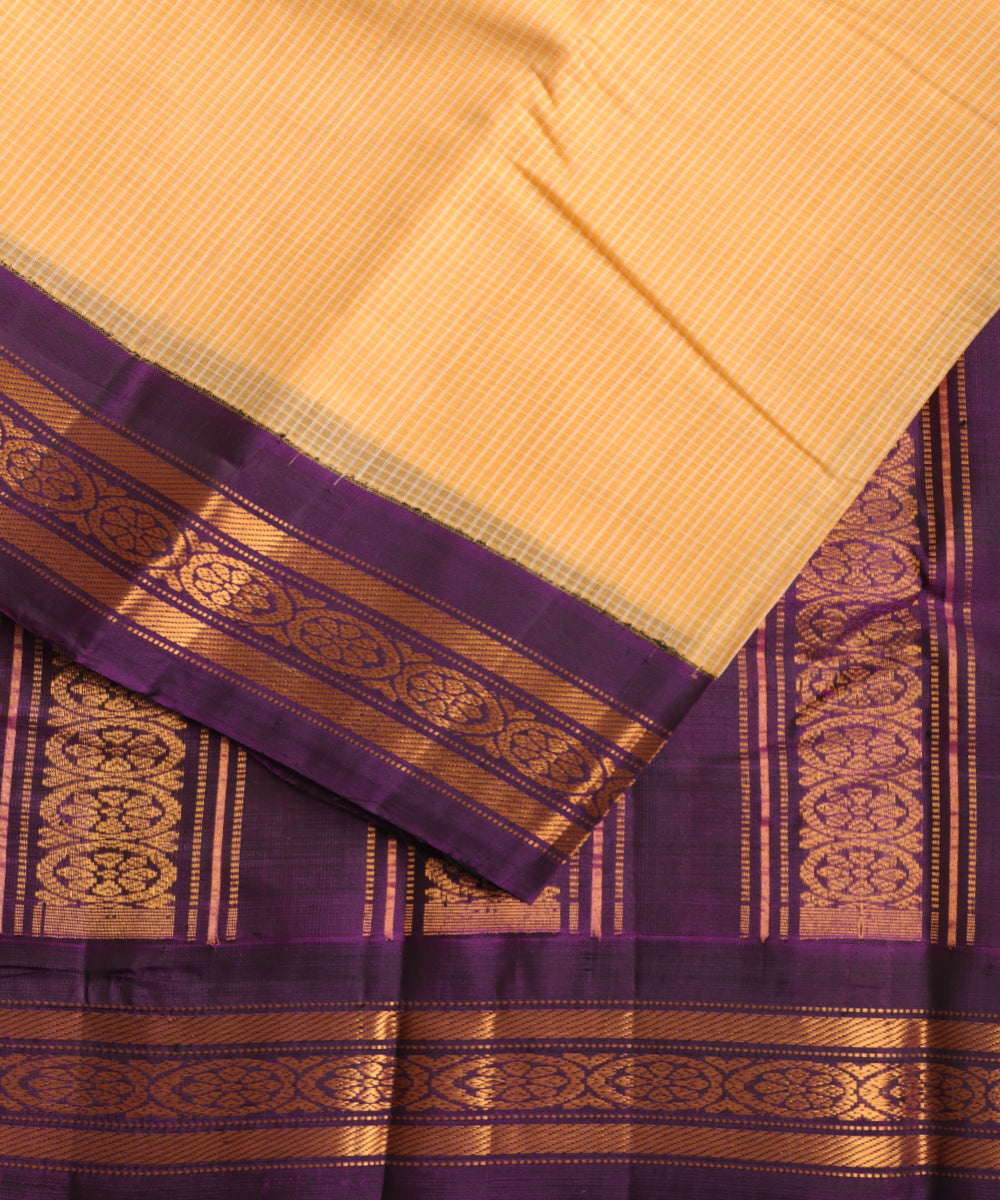 Amber color handloom Gadwal cotton saree