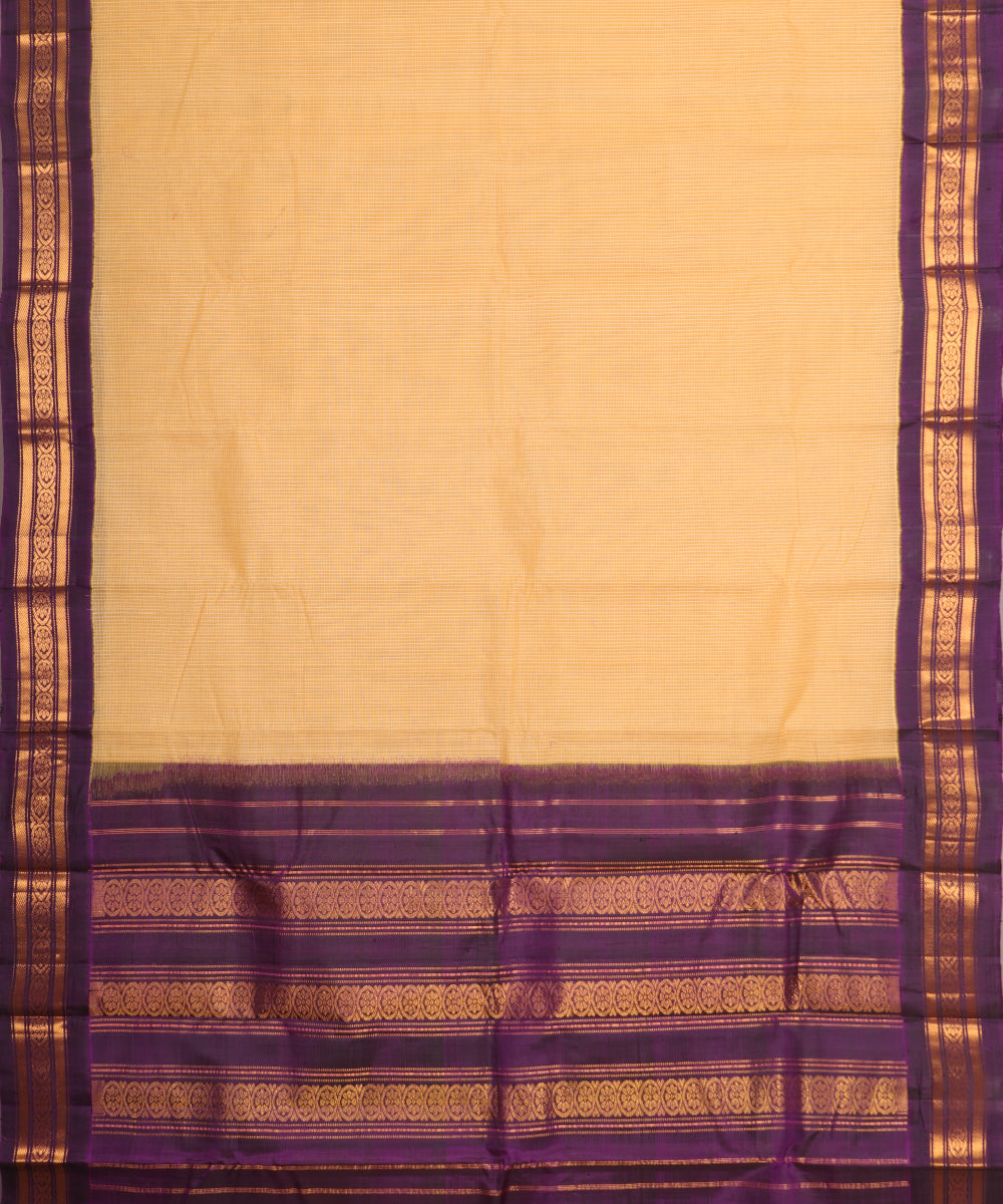 Amber color handloom Gadwal cotton saree