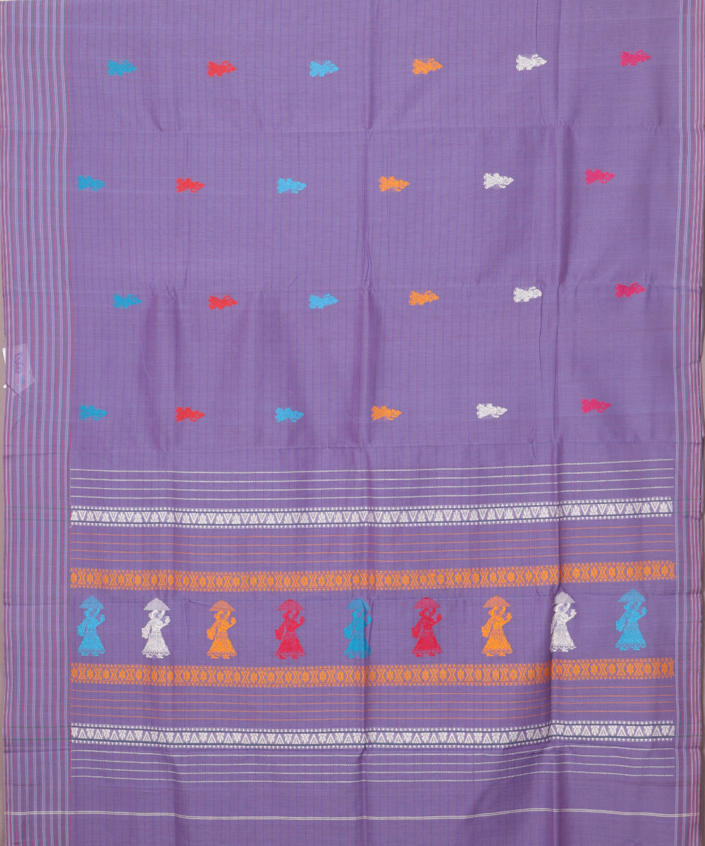Mauve violet color handloom gollabhama cotton saree